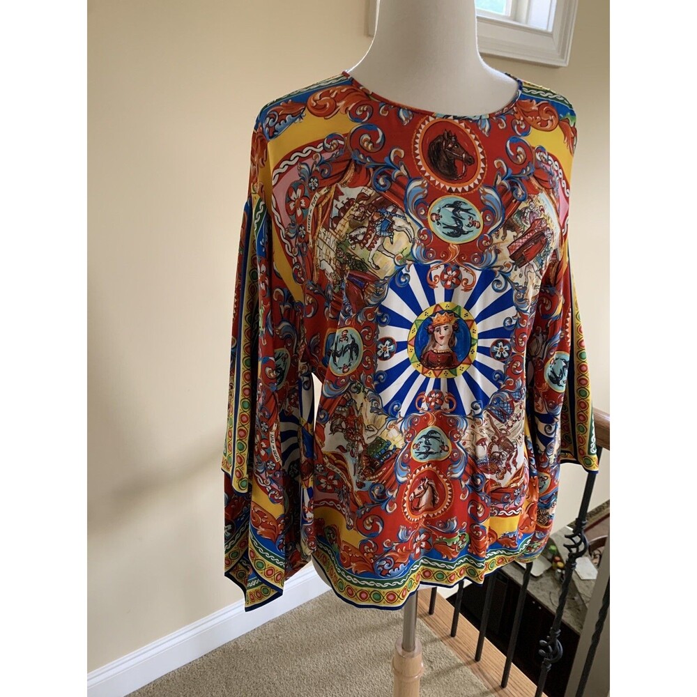 Dolce & Gabbana Sicilian Teatro di Pupi Women Top Blouse Tunic Size 42